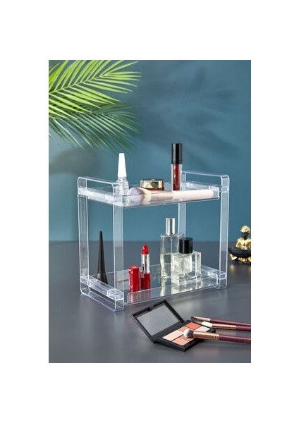 2 Katlı Makyaj Organizeri Banyo Düzenleyici Rafı Stand