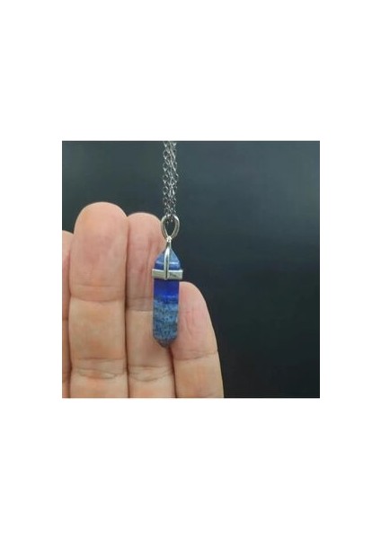 3cm Lapis Doğal Taş Mavi Çivi Kolye Ucu