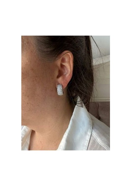 Zirkon Taşlı Halka Küpe