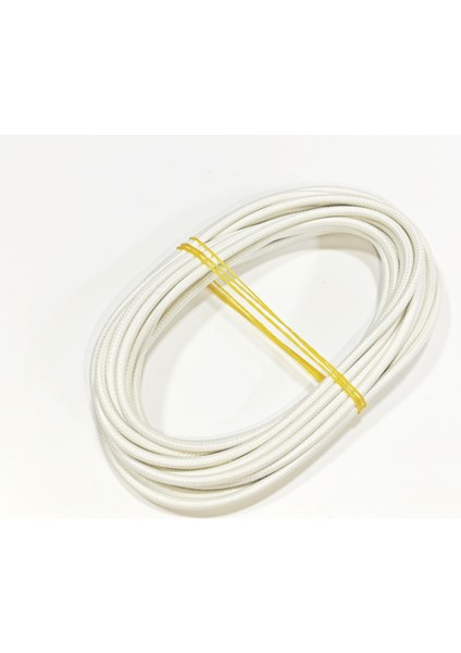Beyaz Renk 2,5mm Cam Elyaf Örgü Yanmaz Kablo 5metre, -60/+180°C