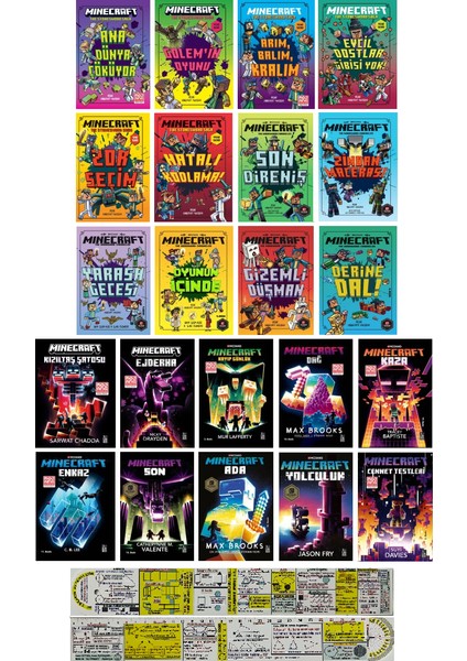Minecraft Roman Serisi / 22 Kitap Set (Matematik Öğreten Cetvel)