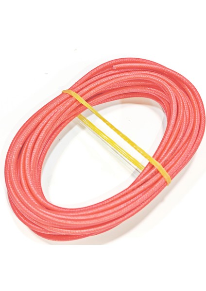 Kırmızı Renk 1,5mm Cam Elyaf Örgü Yanmaz Kablo 5metre, -60/+180°C