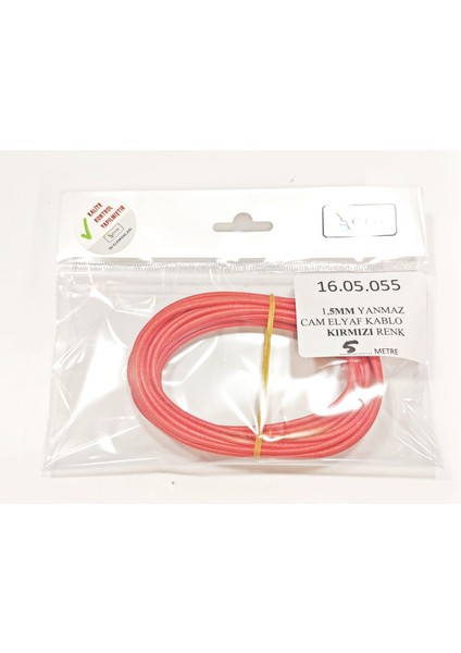 Kırmızı Renk 1,5mm Cam Elyaf Örgü Yanmaz Kablo 5metre, -60/+180°C modelleri