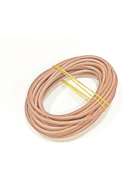 Kahverengi Renk 2,5mm Cam Elyaf Örgü Yanmaz Kablo 5metre, -60/+180°C