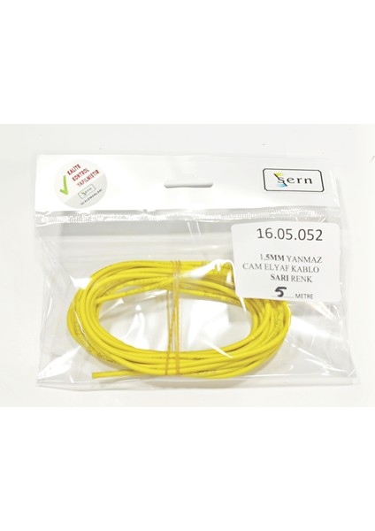 Sarı Renk 1,5mm Cam Elyaf Örgü Yanmaz Kablo 5metre, -60/+180°C modelleri
