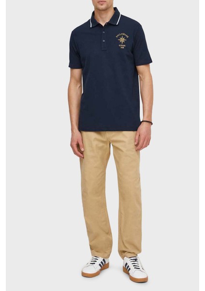 Logo Işlemeli % 100 Pamuk Regular Fit Düğmeli Polo Yaka T Shirt Erkek Polo Yaka T Shirt 24411350 013 modelleri