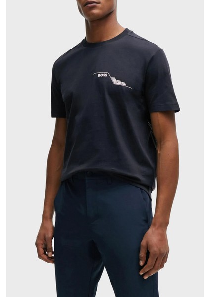 Baskılı % 100 Pamuk Regular Fit Bisiklet Yaka T Shirt Erkek T Shirt 50506358 402