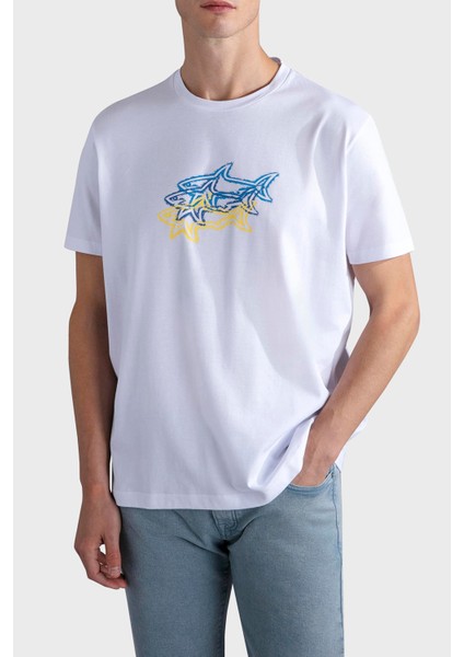 % 100 Pamuk Regular Fit Bisiklet Yaka Baskılı T Shirt Erkek T Shirt 24411041 010