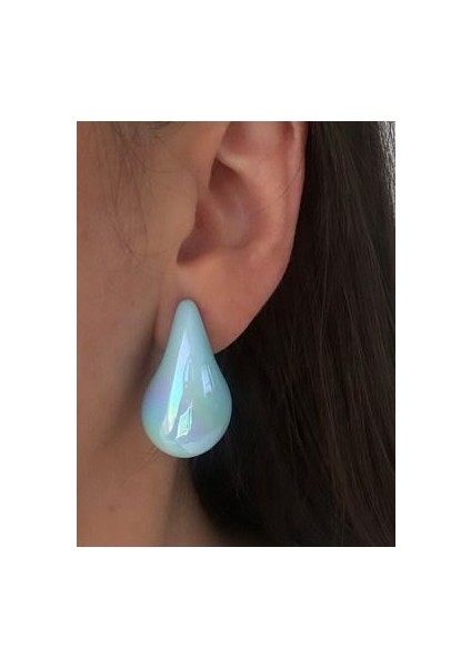 Damla Modeli Neon Mavi Küpe