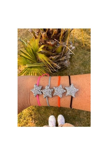 Taşlı Yıldız Renkli Ip Bileklik