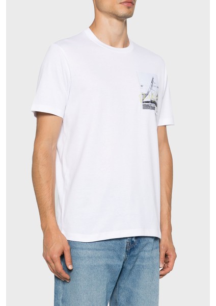 % 100 Pamuk Regular Fit Bisiklet Yaka Logolu T Shirt Erkek T Shirt 24411064 010