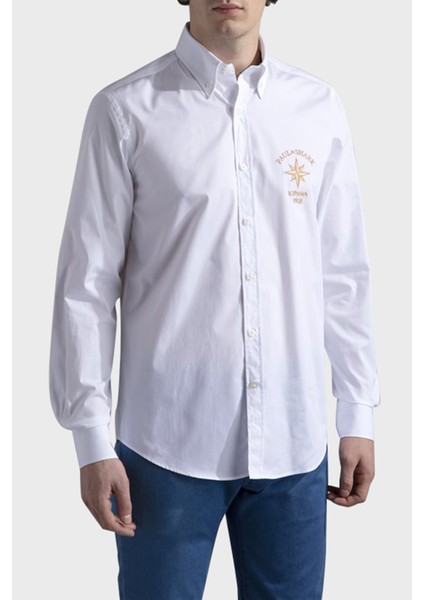 Streç Pamuklu Regular Fit Düğmeli Yaka Gömlek Erkek Gömlek 24413321 010