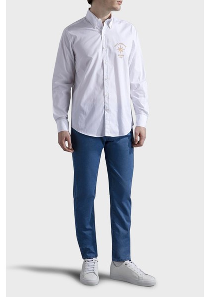 Streç Pamuklu Regular Fit Düğmeli Yaka Gömlek Erkek Gömlek 24413321 010 modelleri