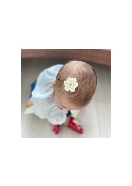 Vintage Çiçek Saçsız Bebek Tokası, 3cm