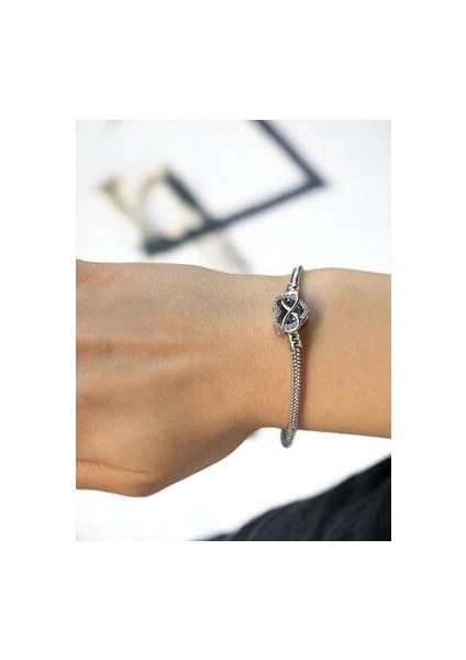 Charmlı Çelik Bileklik - Kalpli Charmlı Paslanmaz Çelik Bileklik Kadın
