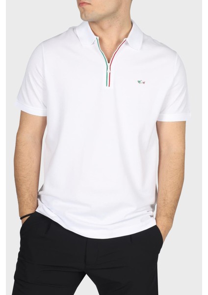 % 100 Pamuk Regular Fit Yarım Fermuarlı Polo Yaka T Shirt Erkek Polo Yaka T Shirt 24411314 010