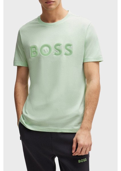 Logolu % 100 Pamuk Regular Fit Bisiklet Yaka T Shirt Erkek T Shirt 50512866 388