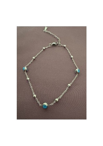 Çelik Nazar Boncuklu Gümüş Renk Halhal fiyatları