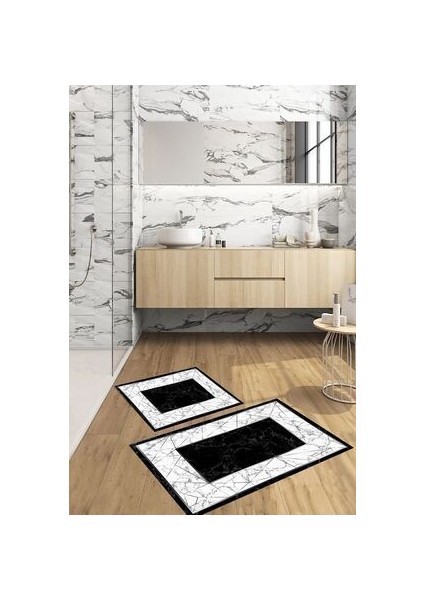 Banyo Paspası Klozet Takımı 2'li Kaymaz Tabanlı Set