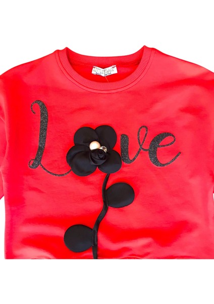 Kız Çocuk Çiçek Aksesuarlı Sweatshirt
