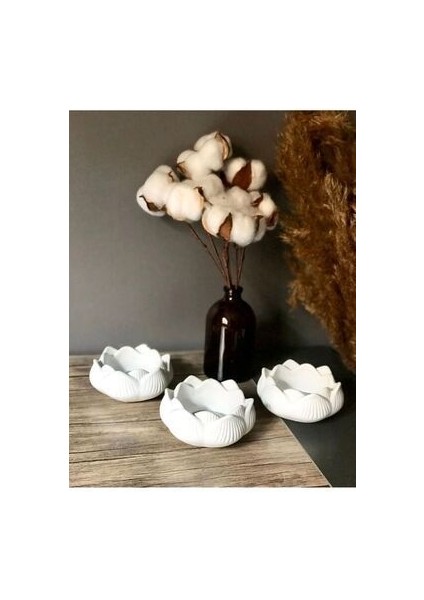 Lotus Çi?çeği? Dekorati?f Mumluk 3 Lü Set