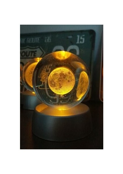 Satürn Cam Küre Renk Değiştiren Kristal Kız Küre Işıklı Küre Pilli 3D fırsatları