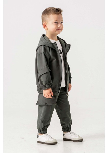 Kapüşonlu Fermuarlı Body Hediyeli 3 Parça Erkek Çocuk Ceketli Takım modelleri