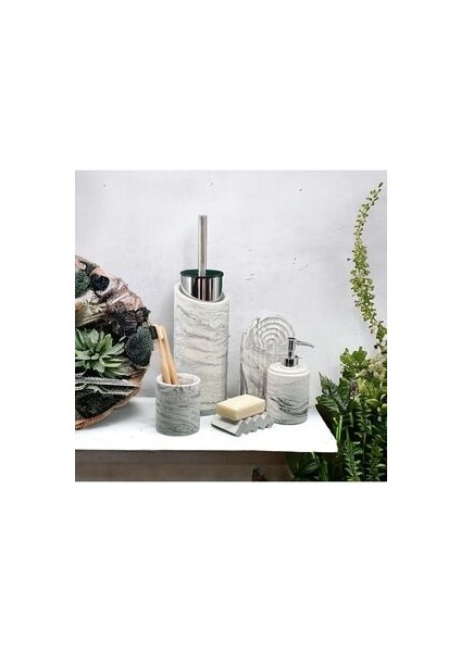 Marble Serisi Beton Banyo Seti ve Tuvalet Fırçalığı,sıvı,katı Sabunluk,diş Fırçalık,tepsi
