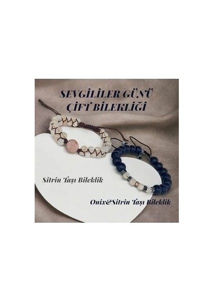 Doğaltaş Sevgililer Günü Çift Bileklik Onix&sitrin Taşı