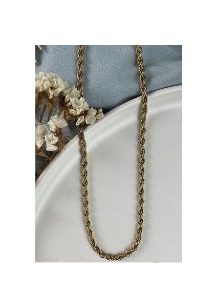 Burgulu Zincirli Kolye Çelik 60 cm
