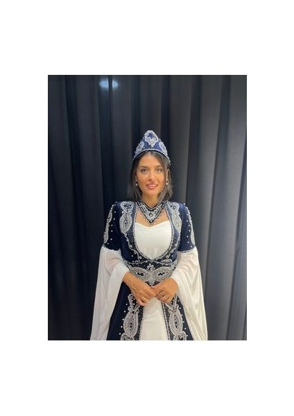 Lacivert Kadife Kaftan