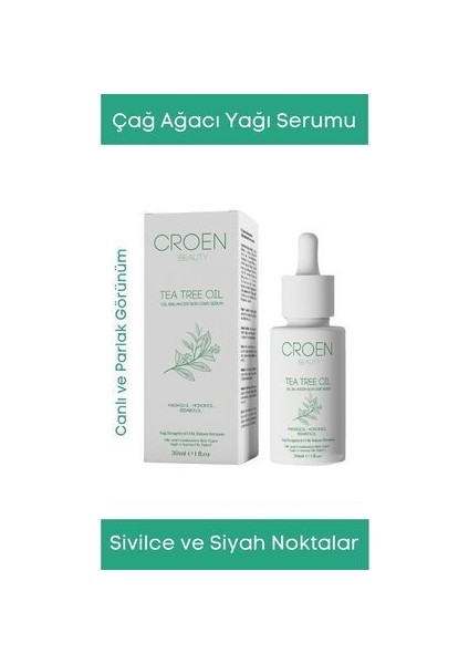 Akne Karşıtı Çay Ağacı Yağı Serumu Yağ Dengeleyici Cilt Bakımı 30 ml Panthenol & Kolajen