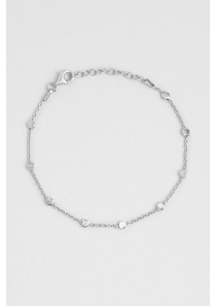 Minimal 18 Ayar Beyaz Altın Kaplama 19 cm Gümüş Bileklik