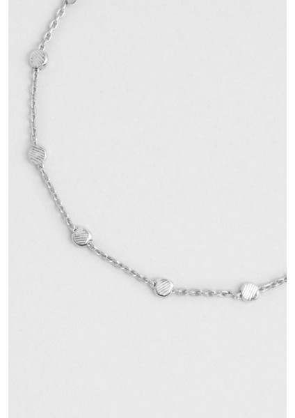 Minimal 18 Ayar Beyaz Altın Kaplama 19 cm Gümüş Bileklik