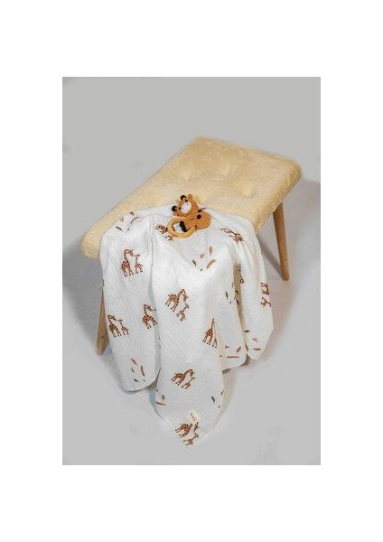 Müslin Örtü 2 Katli Zürafa Desenli 100% Pamuk 100X100 cm fiyatları