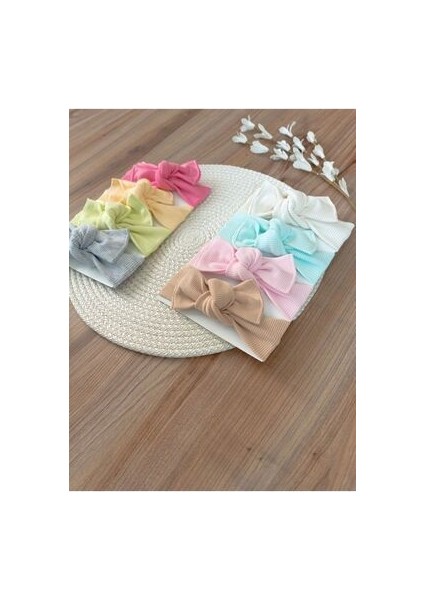 Kız Bebek Çocuk Bandana Kaşkorse 8'li Ribana Saç Bandanası Fiyonk Bağlamalı %100 Pamuklu Hediyelik modelleri