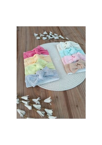 Kız Bebek Çocuk Bandana Kaşkorse 8'li Ribana Saç Bandanası Fiyonk Bağlamalı %100 Pamuklu Hediyelik fırsatları