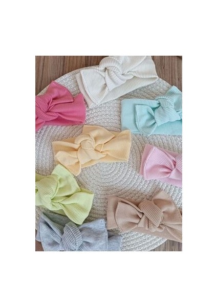 Kız Bebek Çocuk Bandana Kaşkorse 8'li Ribana Saç Bandanası Fiyonk Bağlamalı %100 Pamuklu Hediyelik indirimleri