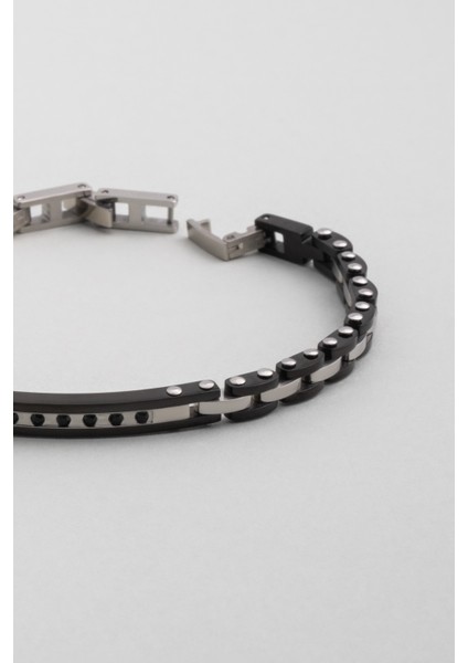 Siyah Taşlı 21 cm Çelik Erkek Bileklik fiyatları