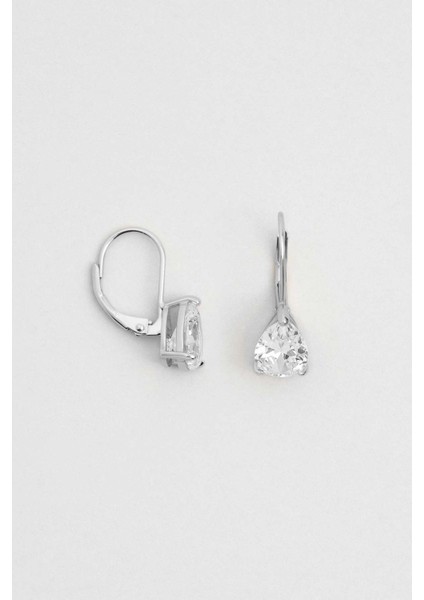 Damla Kesim 18 Ayar Beyaz Altın Kaplama Gümüş Küpe