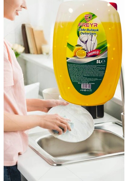 Elde Bulaşık Deterjanı Limon Kokulu 5 Lt (Güçlü Yağ ve Kir Çözücü) modelleri