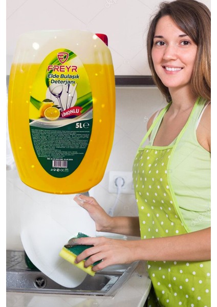 Elde Bulaşık Deterjanı Limon Kokulu 5 Lt (Güçlü Yağ ve Kir Çözücü) fırsatları