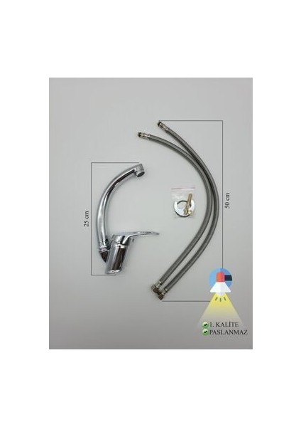 Oynar Başlıklı Mix Kuğu Krom Lavabo Bataryası