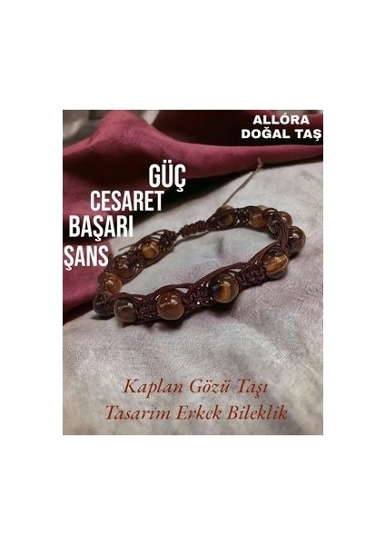 Doğaltaş Erkek Bileklik Kaplan Gözü Tasarım