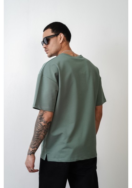 Bisiklet Yaka Oversize Düz Unisex Tişört