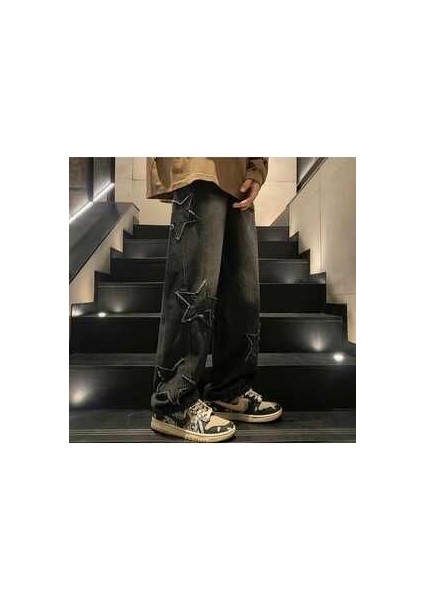 Kot Yıldız Baskılı Baggy Fit Jean Vitablancopantolon