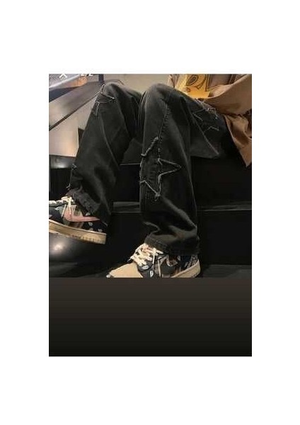 Kot Yıldız Baskılı Baggy Fit Jean Vitablancopantolon
