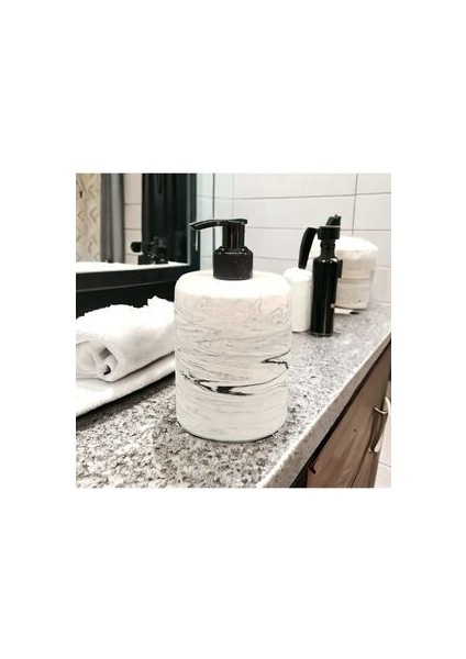 Mermer Desen El Yapımı Beton Sıvı Sabunluk,
