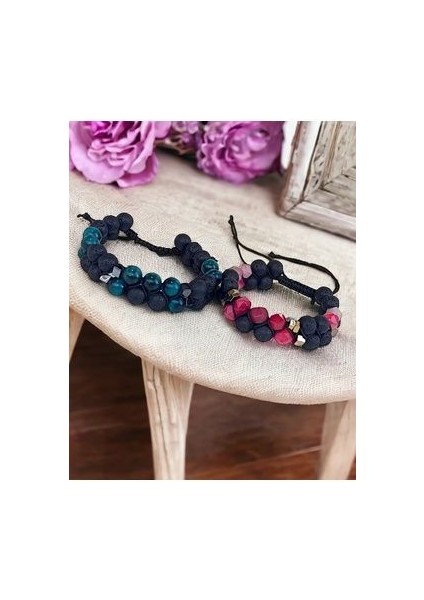 Doğaltaş Sevgililer Günü Çift Bilekliği Kaplan Gözü & Onix&akik