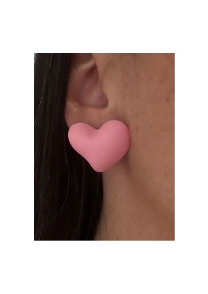 Açık Pembe Kalp Küpe